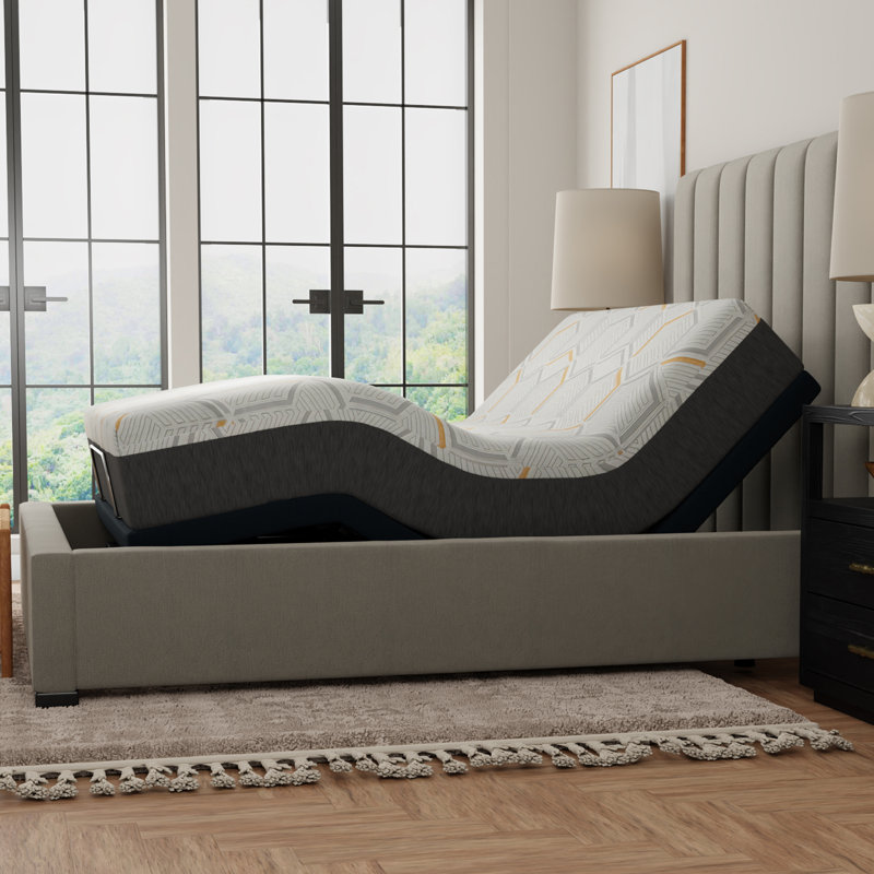 Blissful Nights 12'' Medium Copper Infused Infused Memory Foam Mattress and Adjustable Base, Full