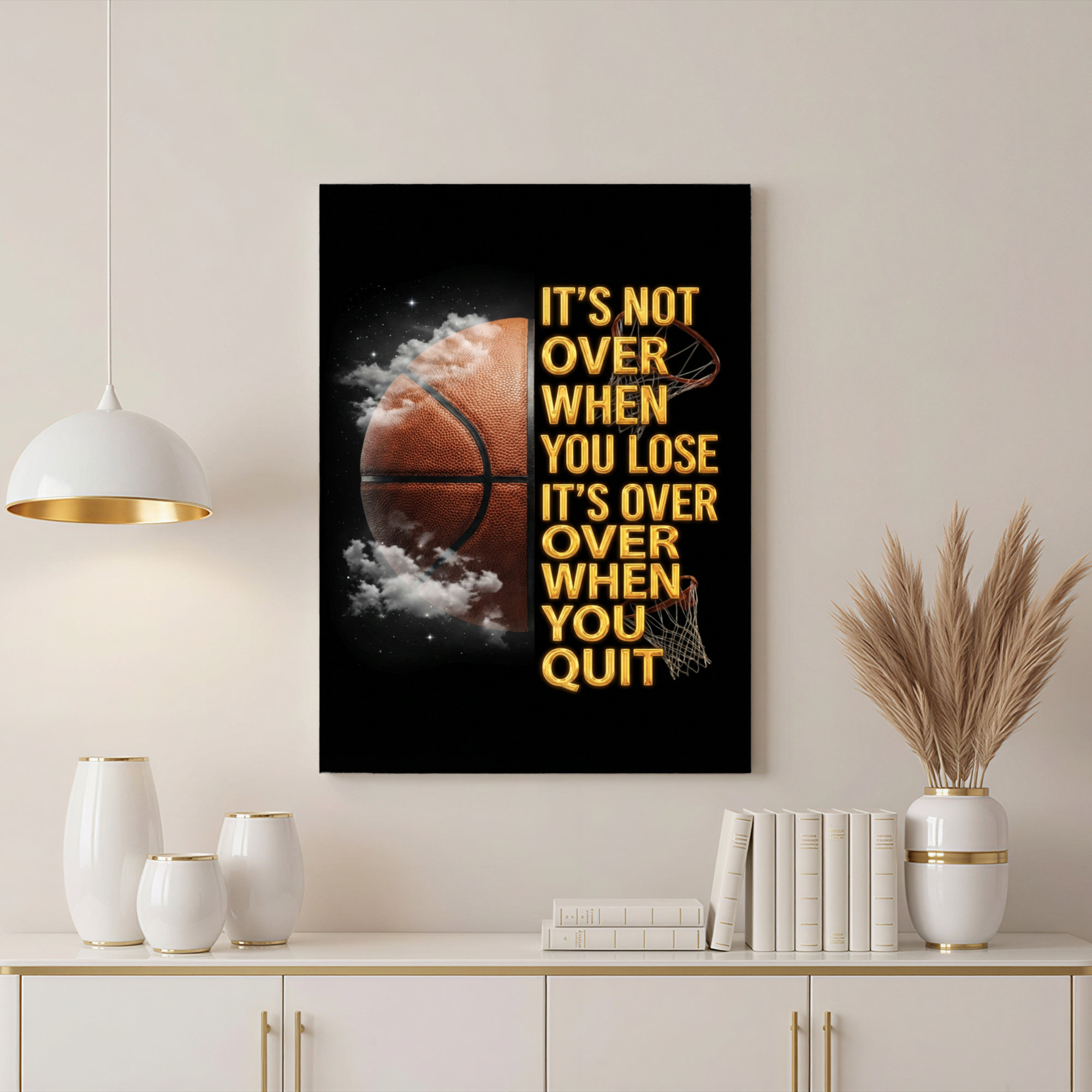 Winston Porter Basketball And Clouds With Inspirational Quote Canvas ...