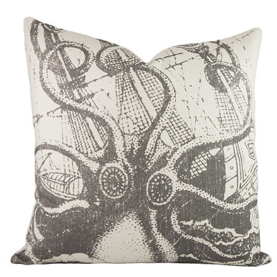 Octopus Cotton Blend Reversible Throw Pillow