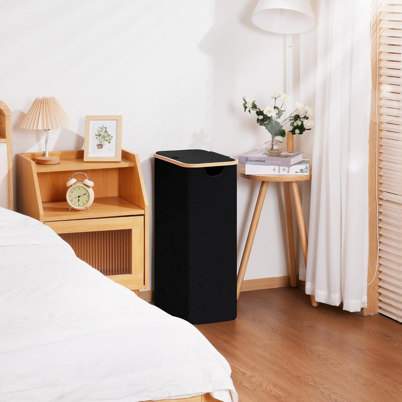 Slim Laundry Basket With Lid, Narrow Dirty Clothes Hampers For Laundry With Handle, Skinny Laundry Bin For Laundry Room, Dorm, Bedroom And Bathroom, 19.8 Gallon (75L)