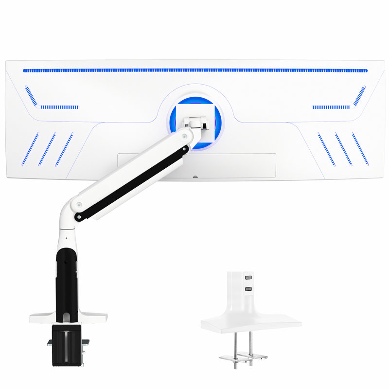 Support de bureau blanc Vivo pour écrans de 47 à 50 po pouvant supporter jusqu'à 39,6 lb