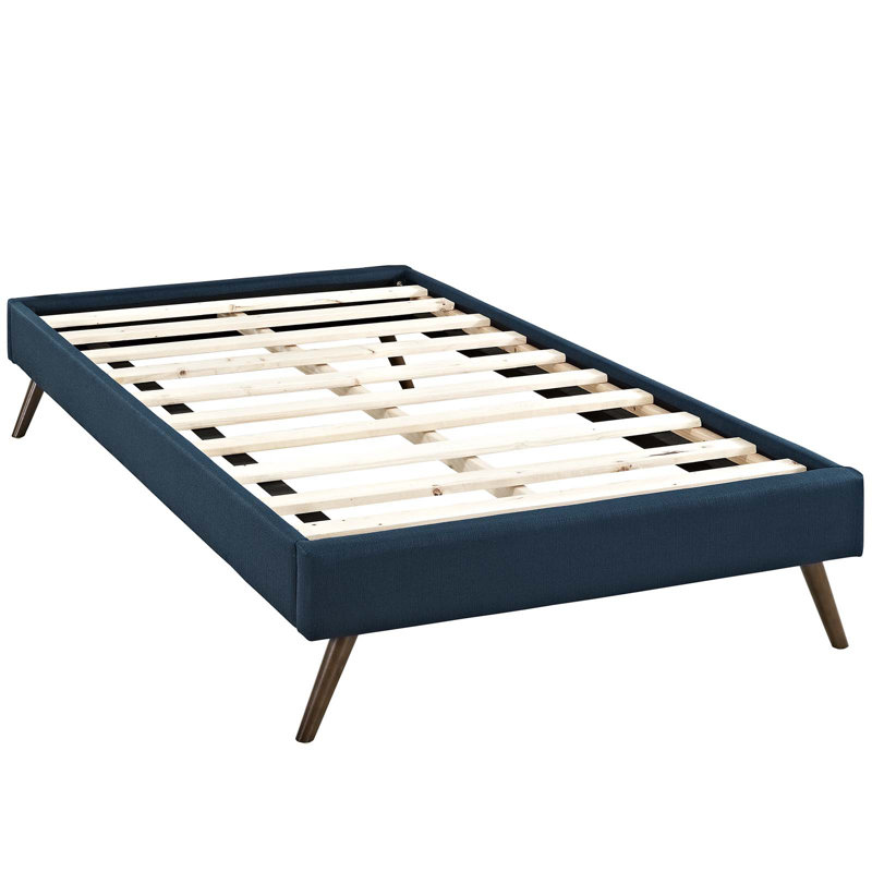 Loryn Bed Frame with Round Splayed Legs, Twin, Navy