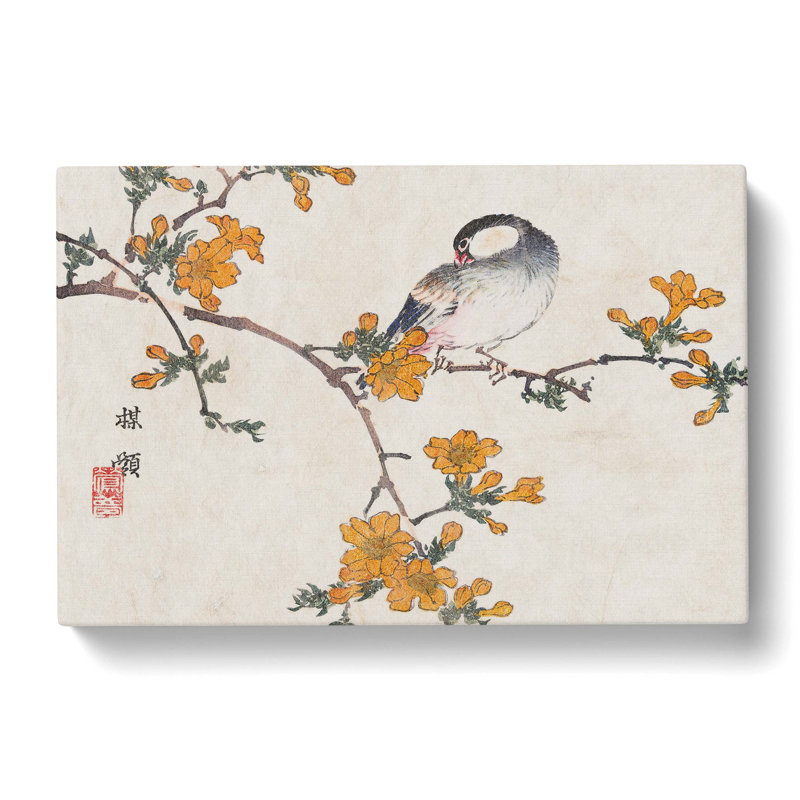 A Bird In A Blossoming Tree by Kono Bairei - Wrapped Canvas Painting, 35cm H x 50cm W x 3cm D