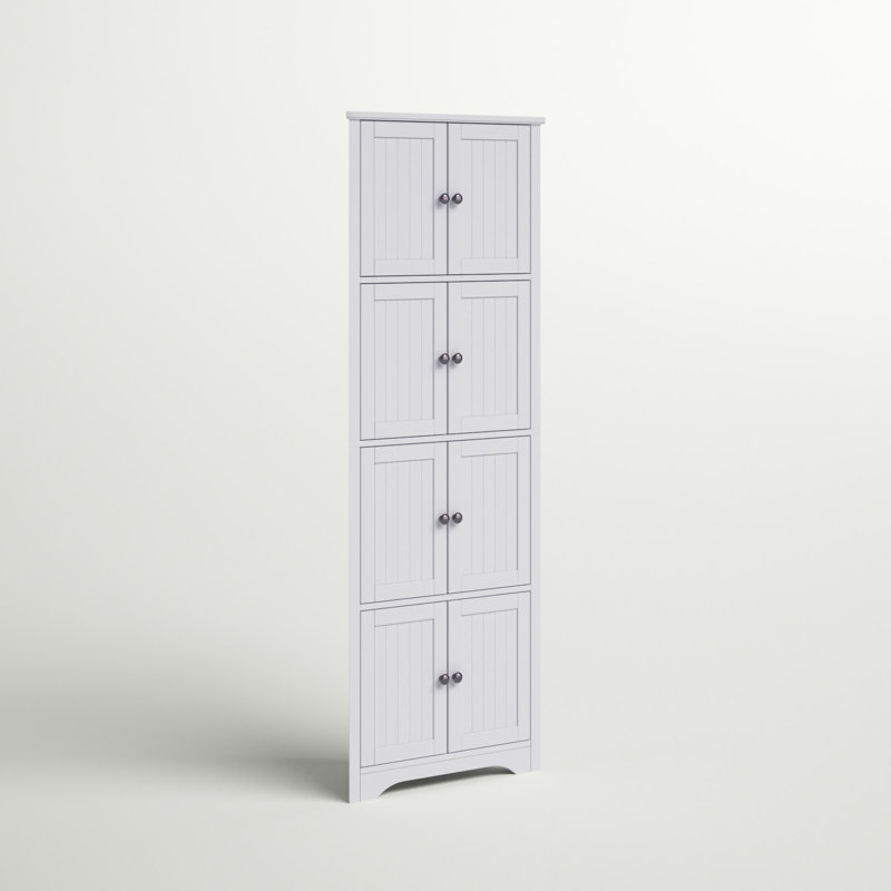 Arunya 4-Tier 68" Corner Kitchen Pantry Storage Cabinet with 8 Doors, White