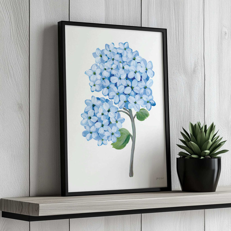 «Nantucket Blue Hydrangea II» par Yvette St. Amant, reproduction d'art sur toile, H 16 po x l 12 po, Doré