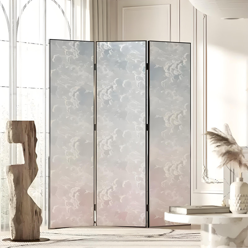 Creamy Gradient Cloud Screen, 78.74" H x 70.87" W x 1.57" D