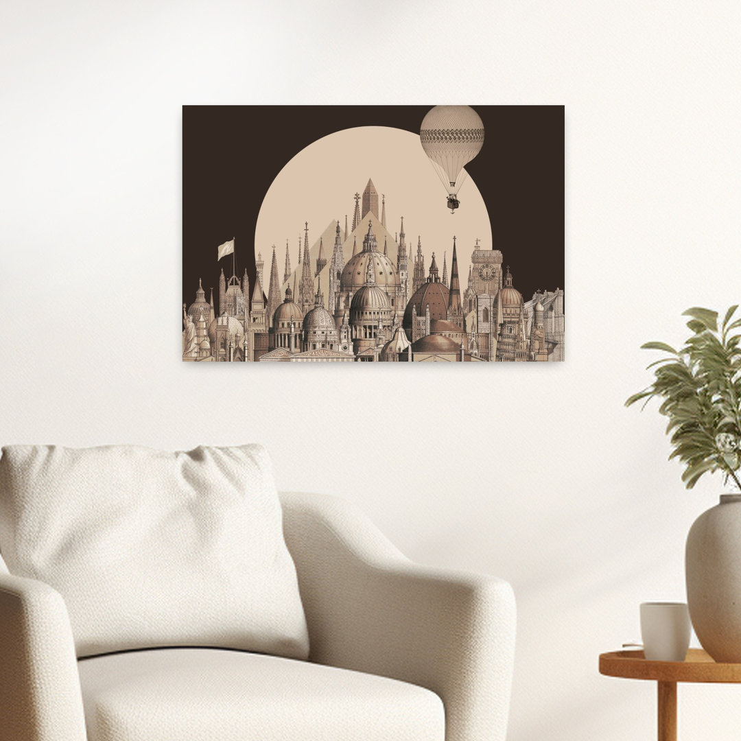 Global Architectural Fantasy Classic Vintage Abstract Architecture City Wall Art Print