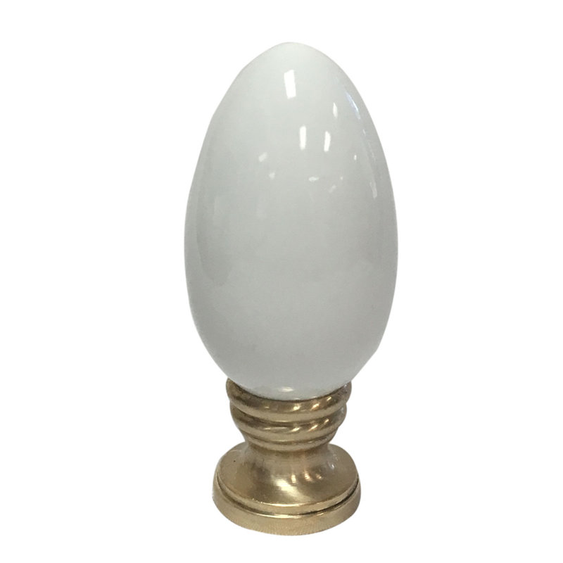 Ceramic Egg Shaped Lamp Finial, White
