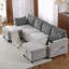 Canapé-lit modulaire de 113,4 po avec canapé-lit polyvalent avec grand espace de rangement, deux ports USB et deux porte-gobelets pour le salon, gris-215465548