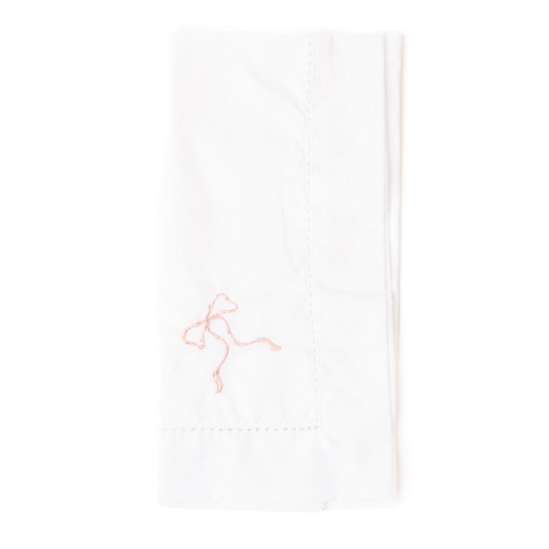 Pink Bow Embroidered Dinner Napkin