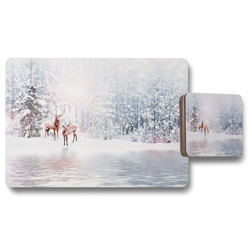 Friend Polyester, Wood/Bamboo No Pattern Rectangle Placemat, Coaster