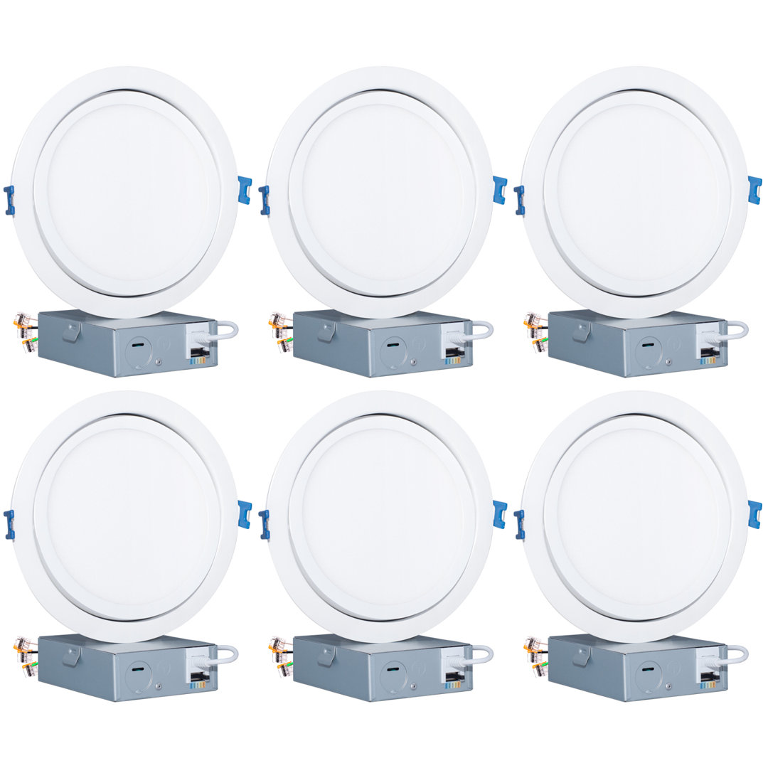 6'' Selectable Color Temperature Dimmable Air-Tight IC Rated LED Canless Recessed Lighting Kit (Set of 6) MW LIGHTING