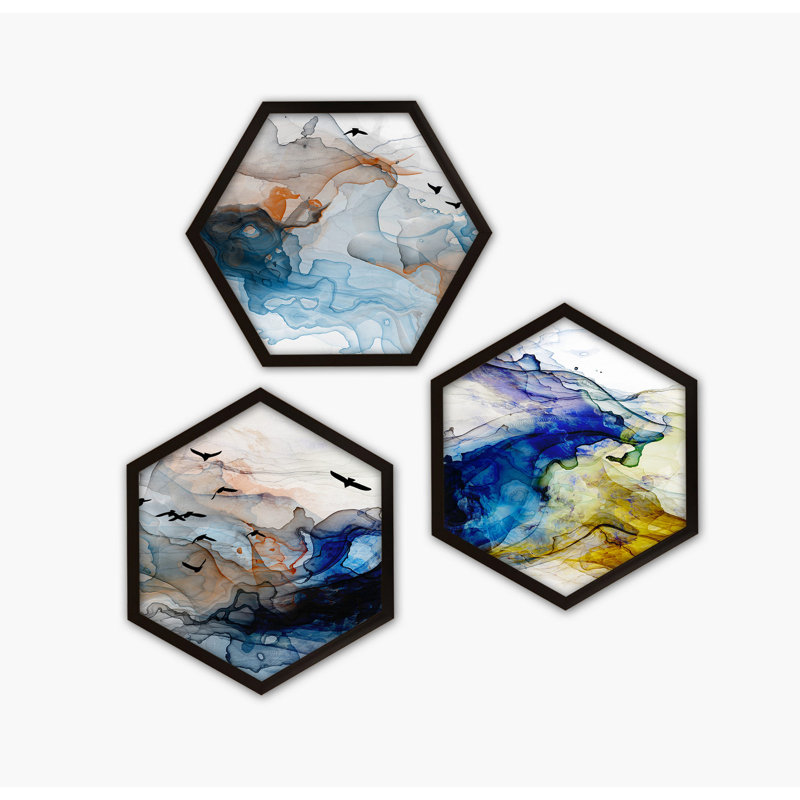 Ensemble de 3 peintures décoratives élégantes, 100% panneau de fibres à densité moyenne, épaisseur: 0,8 pouce | Cadre en plastique durable, parfait pour le salon, la chambre à coucher et le bureau | Art moderne