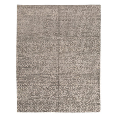 Hand Knotted Wool Area Rug in Grey