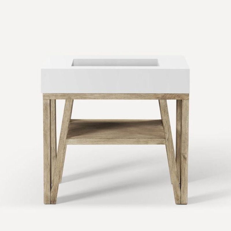 Bodo Vanity, 35.63" x 28.13" x 22.75", Light Gray Oak, No Vanity Top