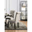 De 2 chaises d'appoint pour la salle à manger, noir et gris antique, tissu semblable au lin, bois massif, bouton, style rustique 2, housse grise, base en bois, dossier, détail délicat-2050720626