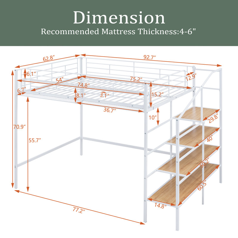 Lit mezzanine pour enfants Imalay, Blanc / brun, Double