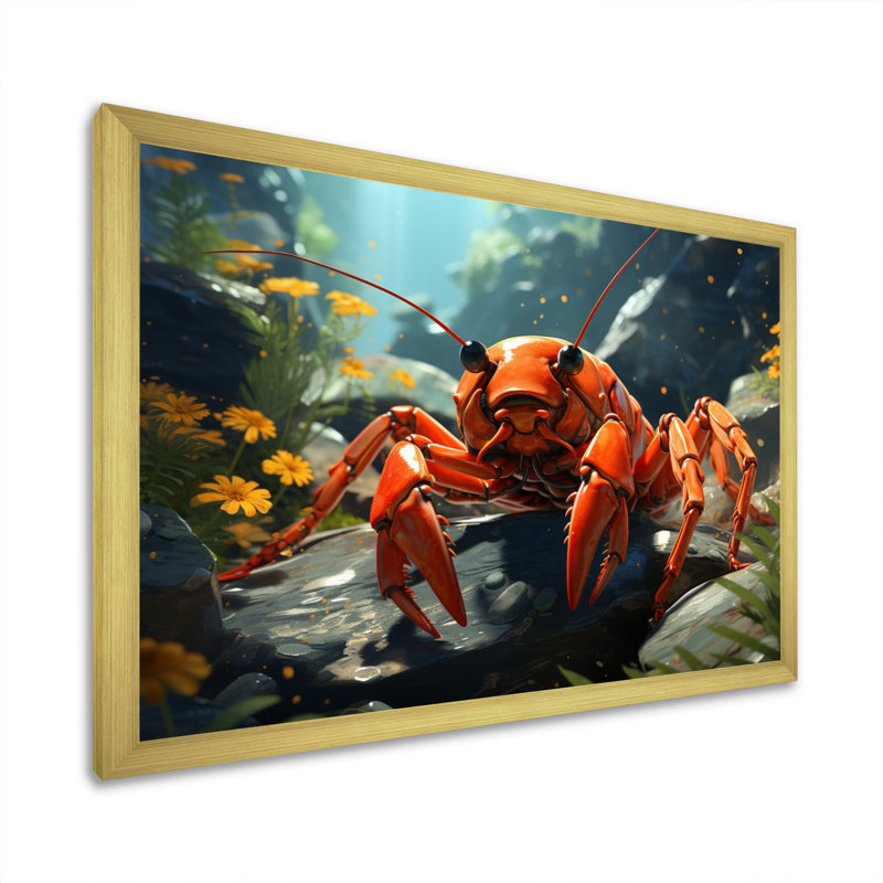 " Crayfish Crayfish Capers ", Gold Single Picture Framed, 34" H x 44" W x 1.5" D