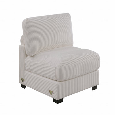 Fauteuil sans accoudoirs en velours côtelé beige