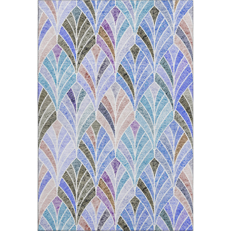 Premium Machine Washable Prisco Blue Rug, Rectangle 5' x 7'6"