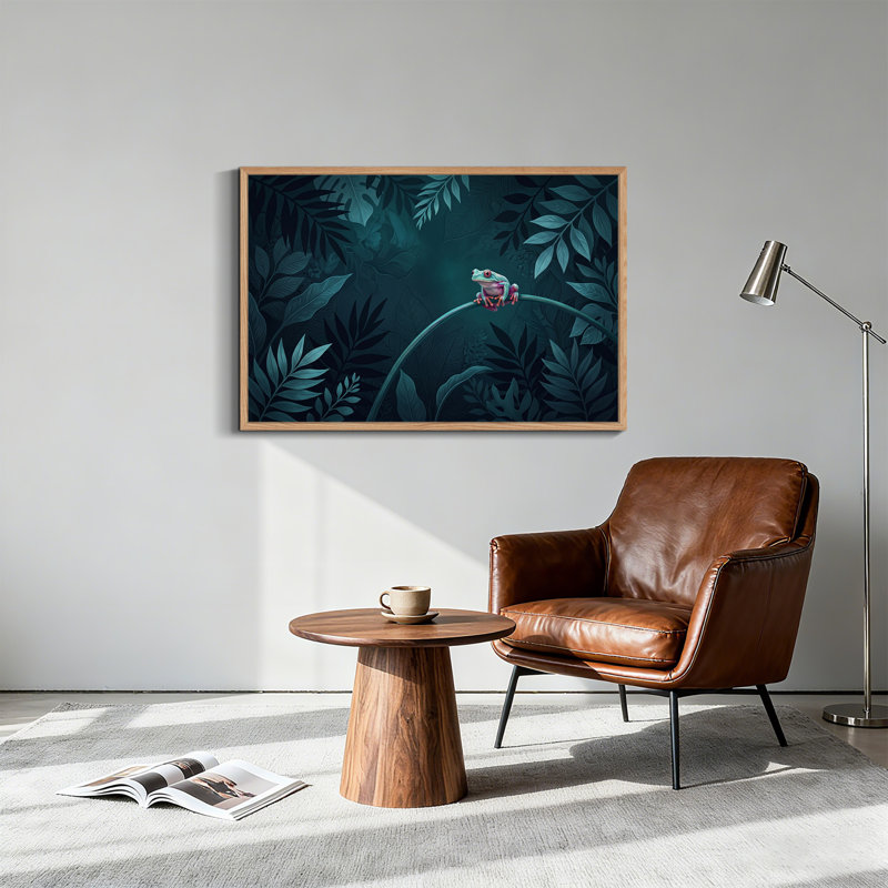 Art mural sur toile, "Rainette aux yeux rouges sur vigne courbée", H 24 po x l 36 po