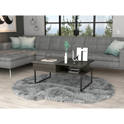 Table basse à plateau relevable de 41 po en bois et métal espresso et noir