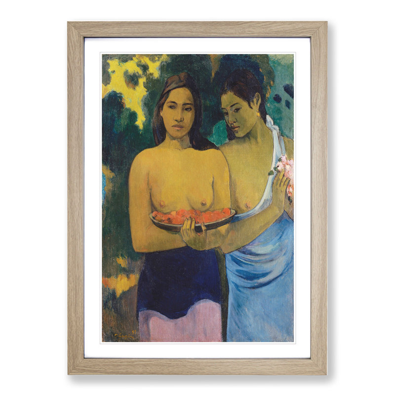 Two Tahitian Women by Paul Gauguin - Framed Print, Oak Framed, 48cm H x 36cm W x 2cm D