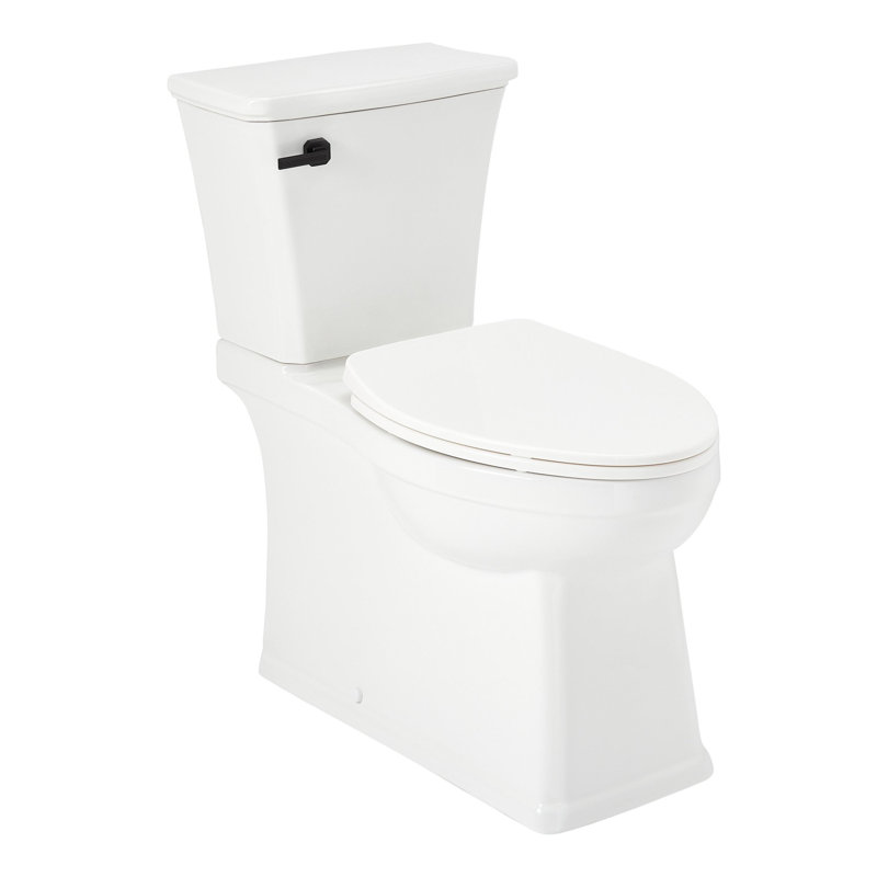 Benbrook 1.28 GPF Two Piece Skirted Elongated Toilet, White/Matte Black
