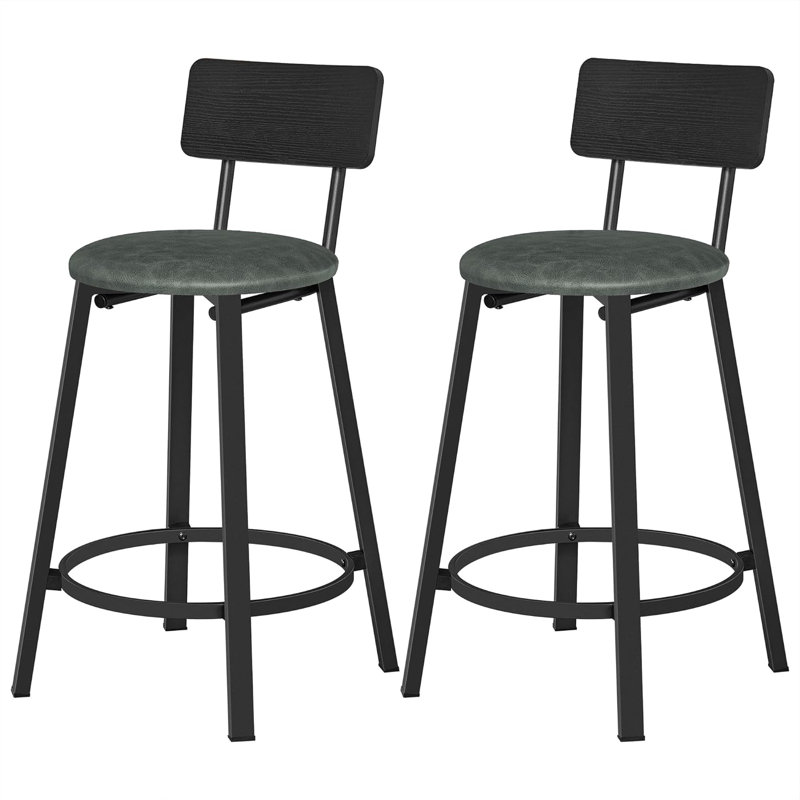 Rustic Brown 24.4" Counter Height Wood and Metal Bar Stools
