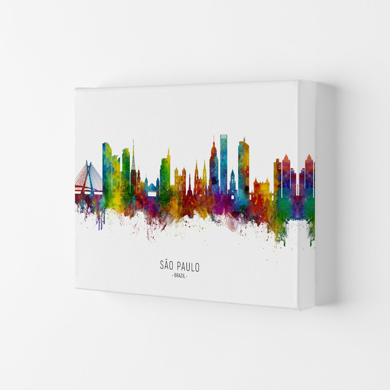 Sao Paulo Brazil Skyline by Michael Tompsett - Print, Wrapped Canvas, 29.7cm H x 42cm W x 4cm D