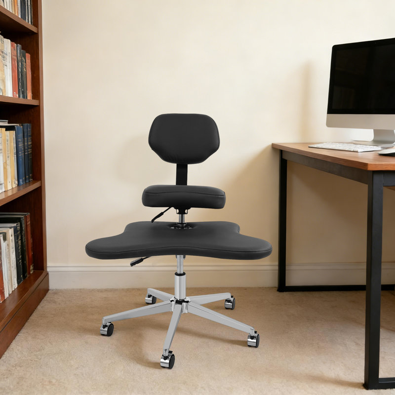 Height-Adjustable Cross Legged Office Chair With Wheels, Black