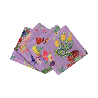 Flora Fauna Cotton Sateen Cocktail Napkins