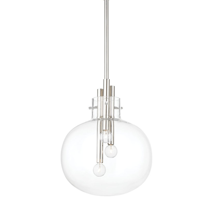 Hempstead Large 3 - Light Pendant, Polished Nickel, 16.75" H x 13.75" W x 13.75" D