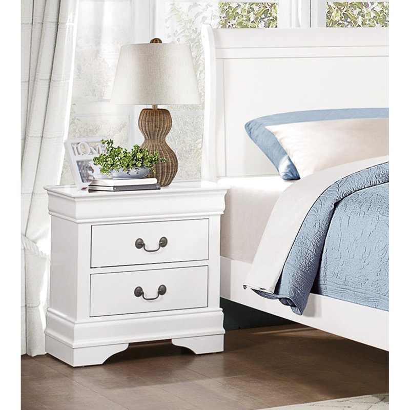 2 Table de chevet blanche pour une chambre à coucher charmante et relaxante, Blanc