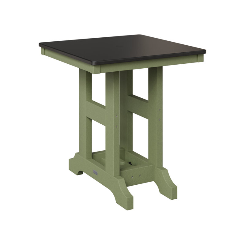 Table de bar d'extérieur carrée Garden Classic, H 35,5 po x l 28 po x P 28 po, Noir martelé, Sauge