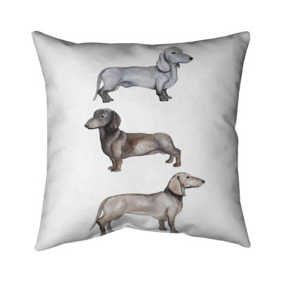 Dachshund dogs - 16"x16" Outdoors Throw pillow - Spun poly - Print on demand