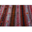 Tapis turc rétro vintage tissé à la main en rayures orange et brunes, idéal pour un décor bohème comme tapis de sol rustique