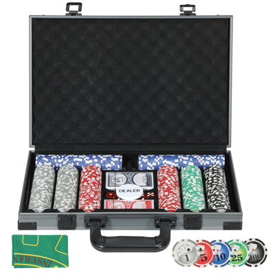400-Piece Poker Chips Set, ABS Case, Texas Holdem Poker Set, Grey
