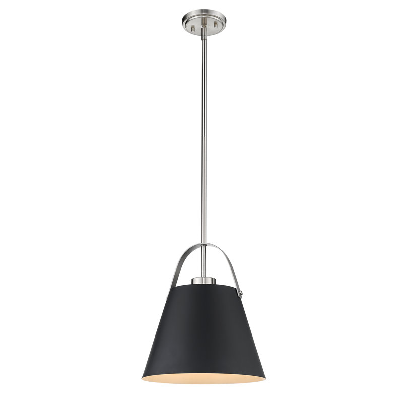 Chrisha 1 - Light Single Pendant, Brushed Nickel, Matte Black, 13.75" H x 12.5" W x 12.5" D