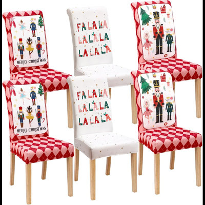 6 Pcs Merry Christmas Nutcracker Chair Covers Winter Dining Room Seat Covers Christmas Seat Covers Seat Protector Cover For Party Kitchen Dining Farmhouse Decoration