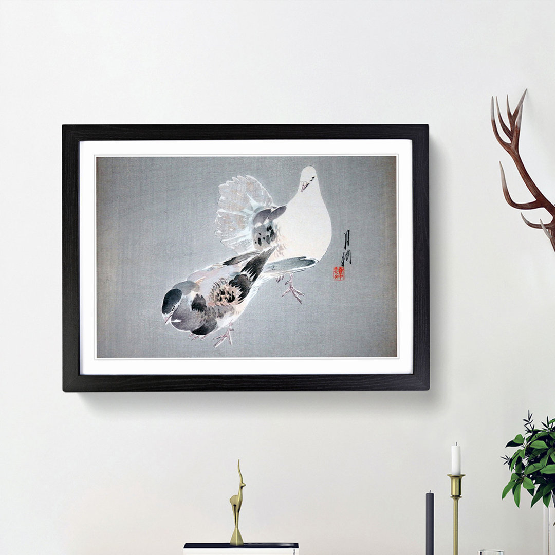 Two Doves by Ogata Gekko - Framed Print