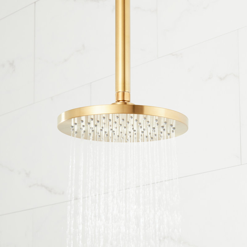 Signature Hardware 476532 12" Round Ceiling-Mount Shower Arm - Matte Black, Brushed Gold