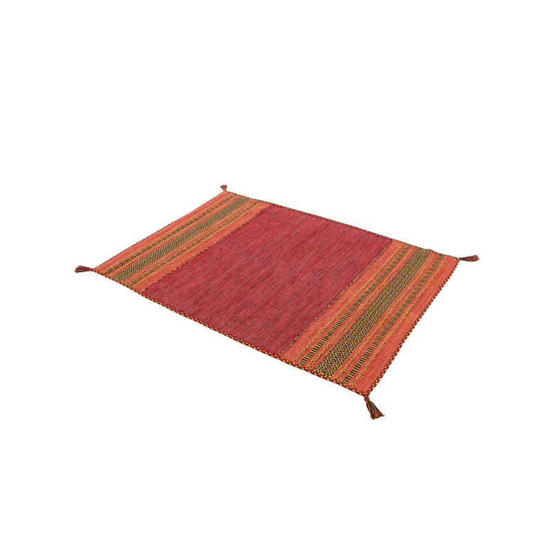Azizi Striped Hand Woven Cotton Red Rug, Rectangle 160 x 230cm