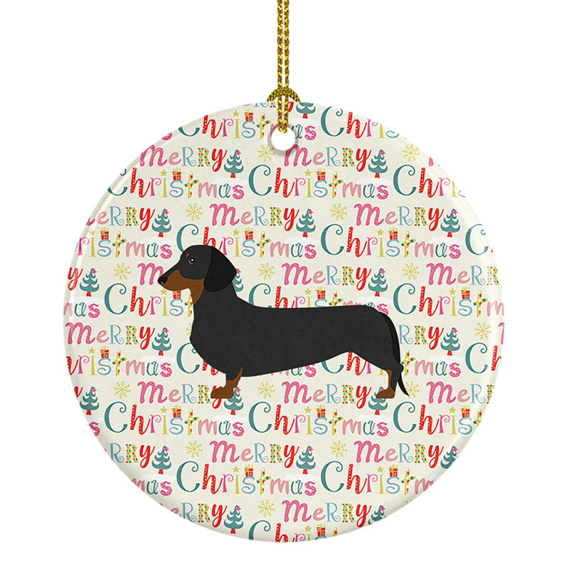 Ornement suspendu teckel Merry Christmas