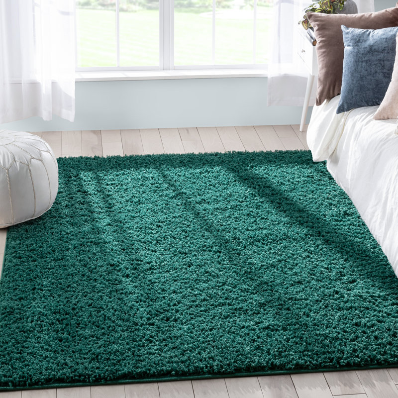 Tapis vert à poils longs Papastamelos Basics Emerson, Tapis de couloir 2 pi 7 po x 9 pi 6 po