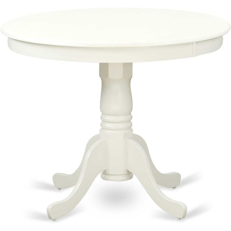 Table de salle à manger ronde en bois - Table de cuisine robuste pour petits espaces (lin blanc)