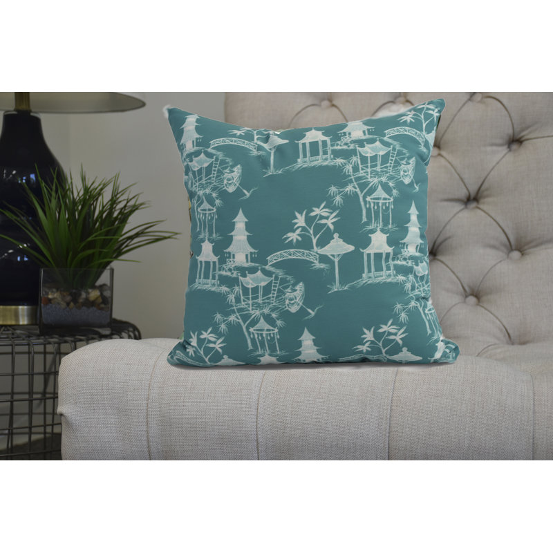 Housse et insert de coussin carré intérieur / extérieur Palm Beach Chinapezka, Bleu, 26 po x 26 po