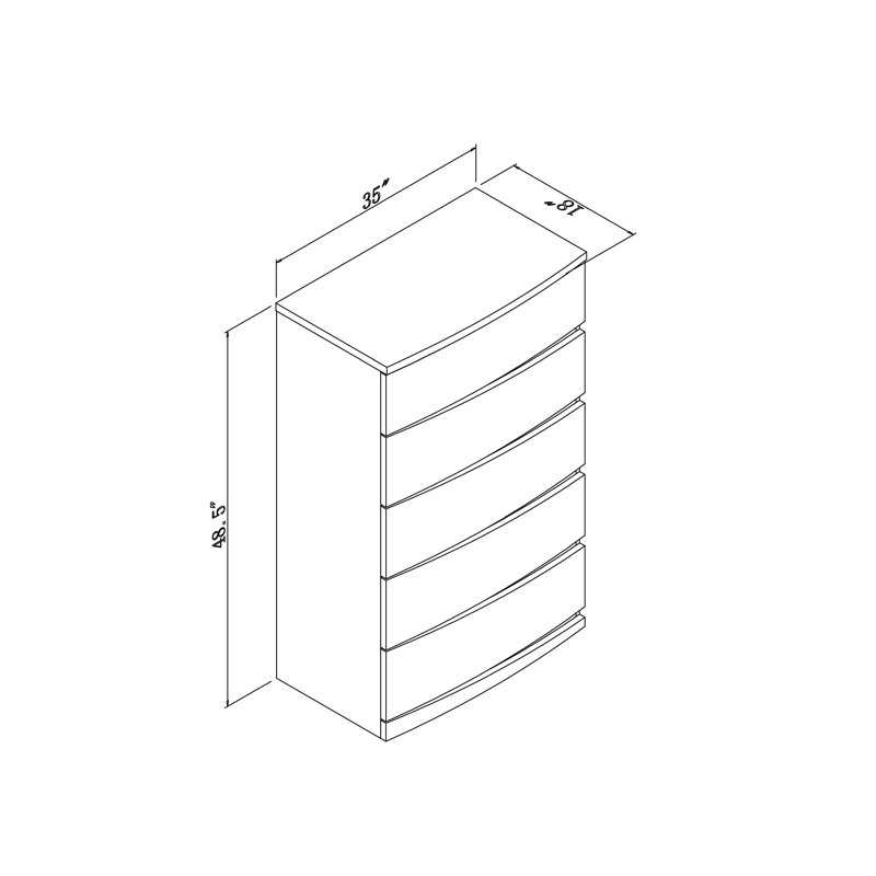 Commode 5 tiroirs Bierman, Blanc