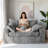 Boneless 63" Black Upholstered Loveseat Sofa Couch Wide Armrests Boneless Bean Bag Couch Sofa-1153186119