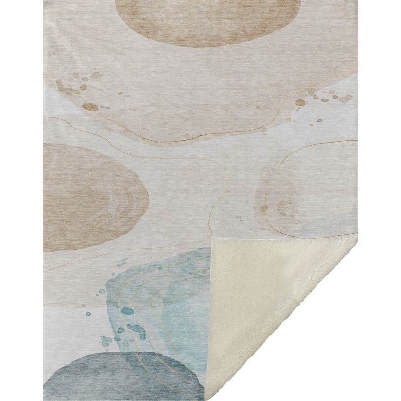 Jeté en sherpa floral Addison, Beige / abstrait